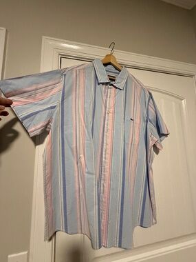 Vineyard Vines Men’s Classic Fit Striped Button Down Shirt 2XB Blue Pink